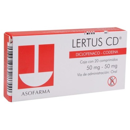 LERTUS CD DICLOFENAC SODIUM AND CODEINE 50/50 MG 20 TABS