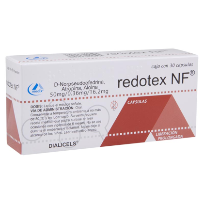 REDOTEX NF NORPSEUDOPHEDRINE ATROPINE ALOIN 50 MG/ 0.36 MG/ 16.2 MG/ 30 CAPS